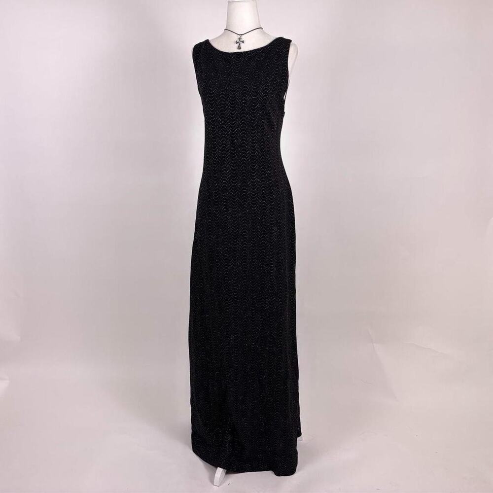 Vintage whimsigoth shimmery black maxi dress
